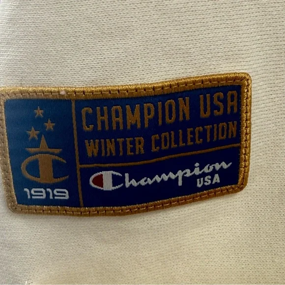 NWT Champion Women's Gold Medal Olympic Hooded Cardigan Sweatshirt Cream Size XL - Picture 11 of 16
